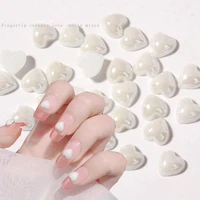 50pcs porcelain white heart nail art rhinestone 3d 6x6mm flatback shinny chinaware surface nail jewelry korea design nail art