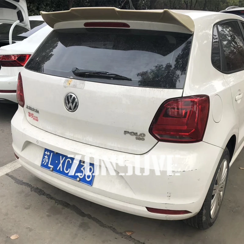 

Use For Volkswagen Polo 2011-18 Year Spoiler Sport ABS Plastic Carbon Fiber Look Rear Trunk Wing Body Kit Accessories Big Style