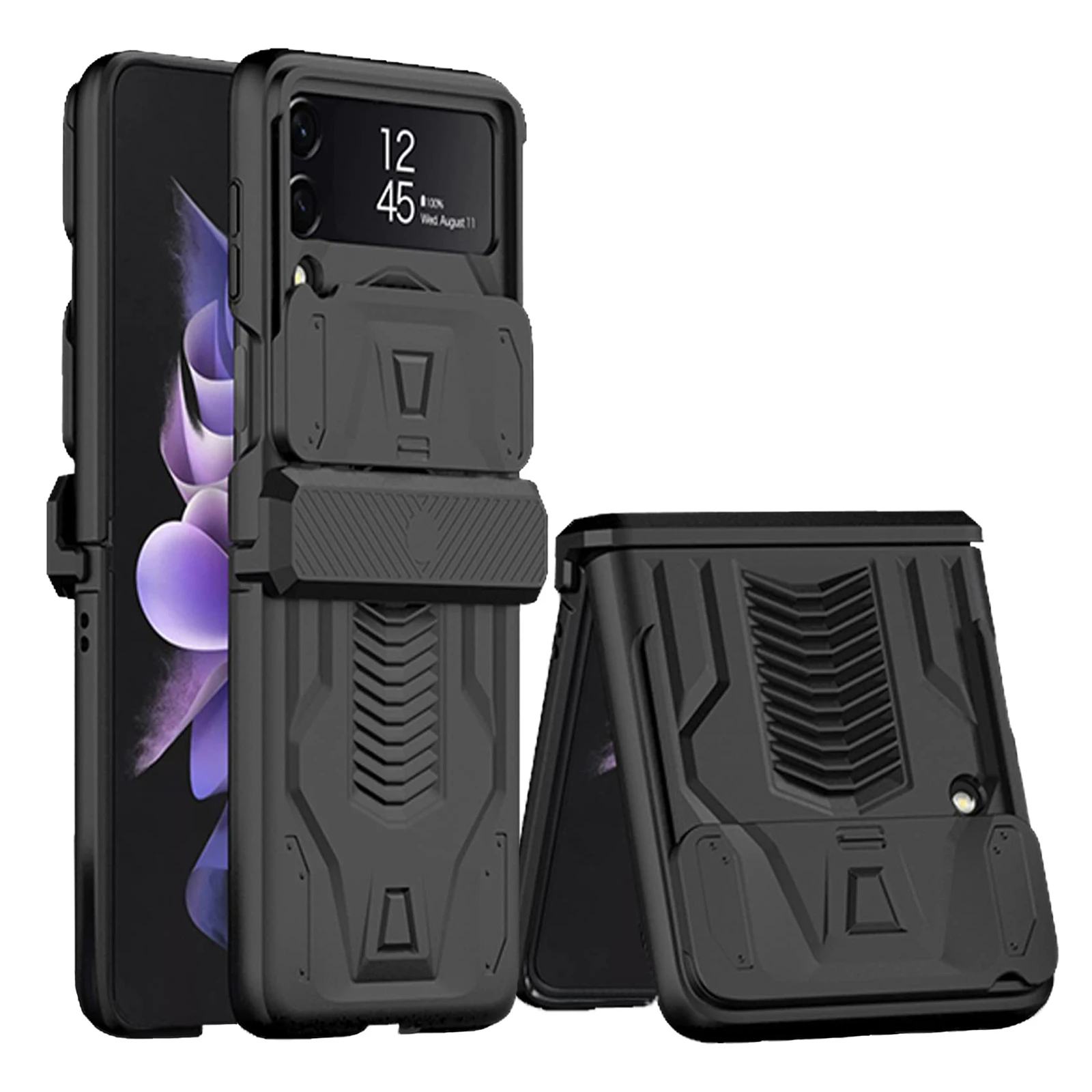 

Heavy Duty Phone Case for Samsung Galaxy Z Flip 3 with Magnetic Hinge Protection & Slide Camera Protection Cover Armor Hard Case