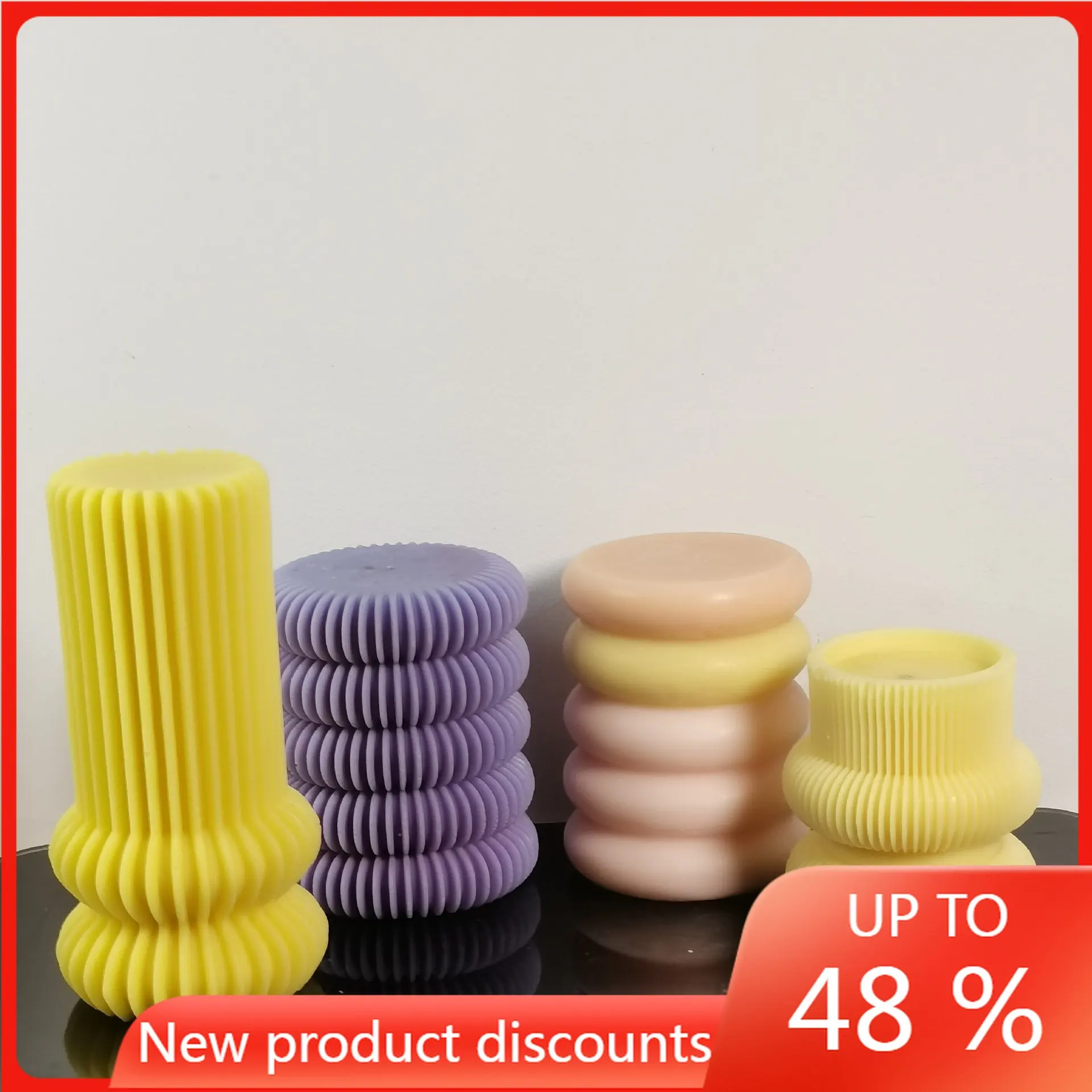 

New Striped Roman Column Candle Silicone Mold Geometric Striped Column Candle Decoration Production Candle Soap Silicone Molds