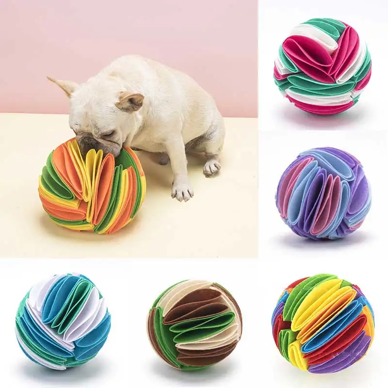 Dog Sniffing Ball Puzzle Toys Increase IQ Slow Dispensing Feeder Foldable Dog Nose Sniff Toy Pet Training Games Intelligence Toy