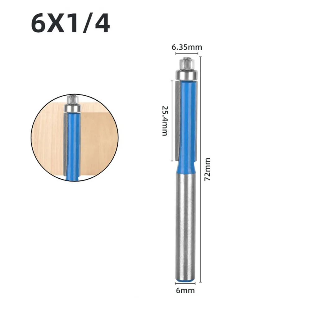 

Blue Woodworking Router Bit 6x1/4x25 4 Size High Hardness Tungsten Steel Blade Suitable for Edging and Engraving