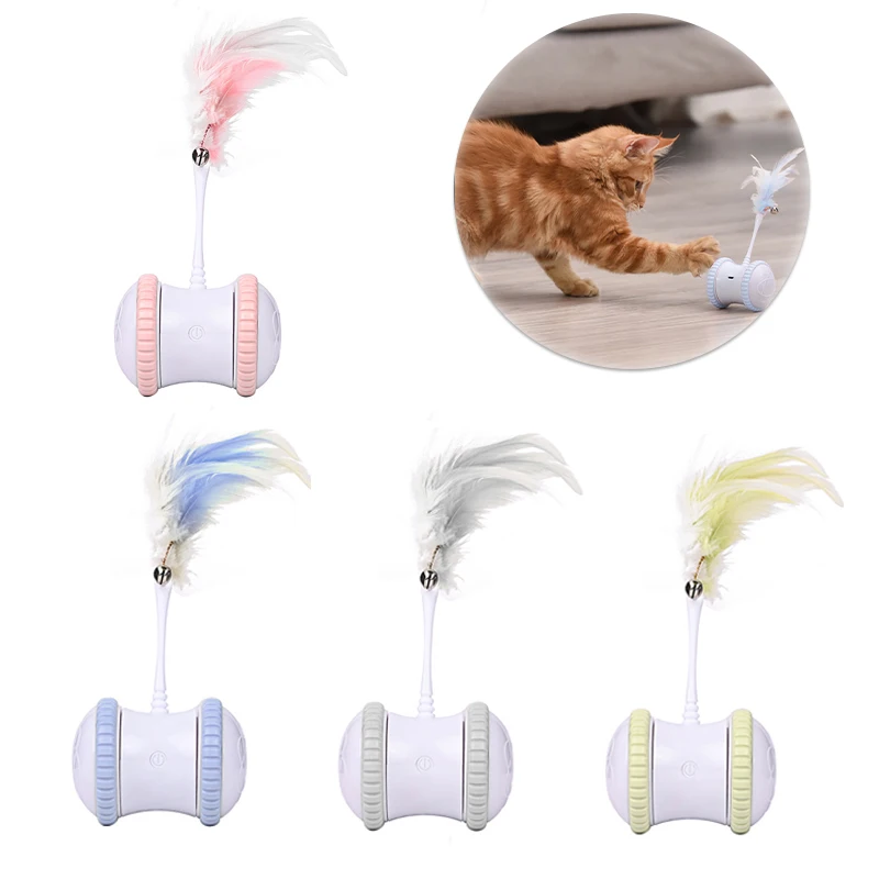 

Interactive Cat Toy Smart Cats Dogs Toy USB Charging Glow Pet Toy With Feather 360° Self Rotating Ball For Cat Dog Pet Supplies