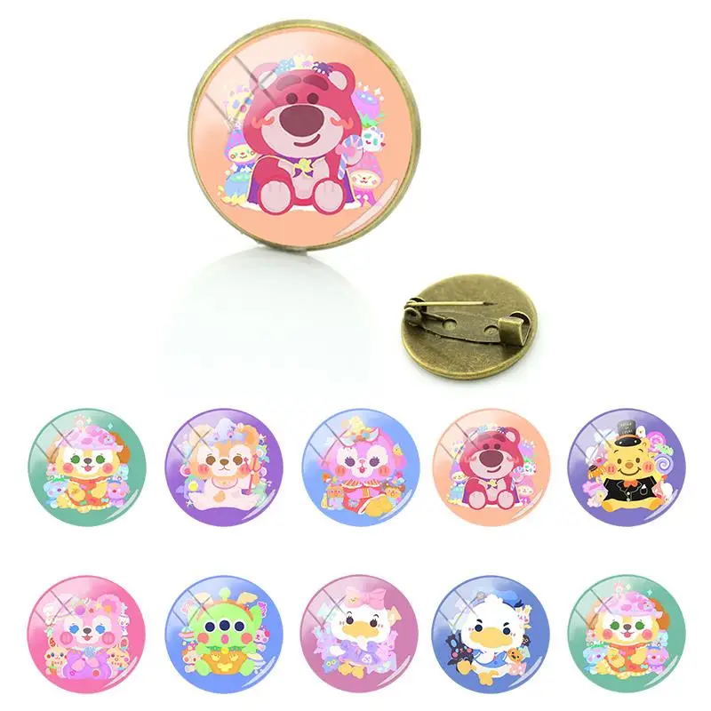 

Disney Cabochon Badges Pin Dome Hand Painted Colorful Characters Round Glass Brooches Pins for Girls Decoration Jewelry FSD178