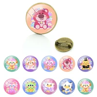 disney cabochon badges pin dome hand painted colorful characters round glass brooches pins for girls decoration jewelry fsd178