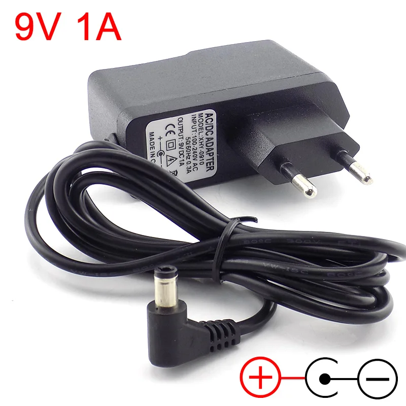 

AC 100V-240V to DC 9V 1A 1000ma Power Adapter Cable Inside Negative AC Adaptor 1000ma Power Supply EU Plug Converter 5.5x2.5mm