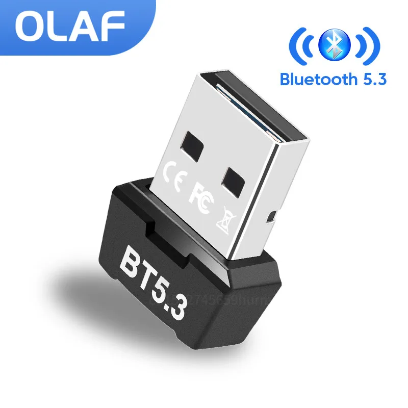 

Olaf USB Bluetooth 5.3 Adapter Wireless BT 5.3 Receiver USB Bongle Wireless Mouse Keyboard Bluetooth Adapter For PC Laptop