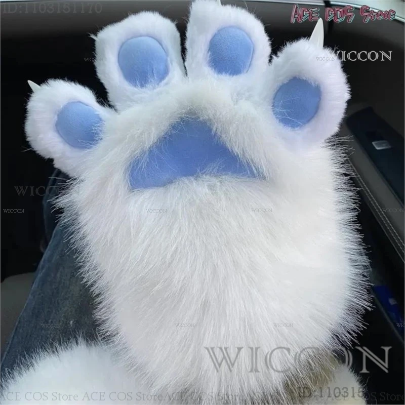 Перчатки с пушистыми лапами костюмы для косплея кошачий овечий коготь кролик
