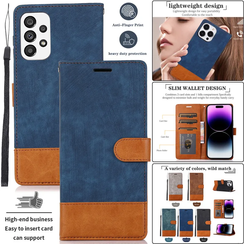 

Leather Flip Holder Phone Case for Samsung Galaxy A73 A53 A33 A23 A13 A82 A72 A52 A42 A32 A22 A12 A71 A51 M52 Wallet Card Cover