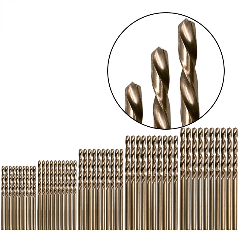 50pcs M35 Cobalt Twist Drill Bit Straight Shank High Speed Steel Hole Saw for Stainless Steel Aluminum Wood Plactic Metal Drills images - 6