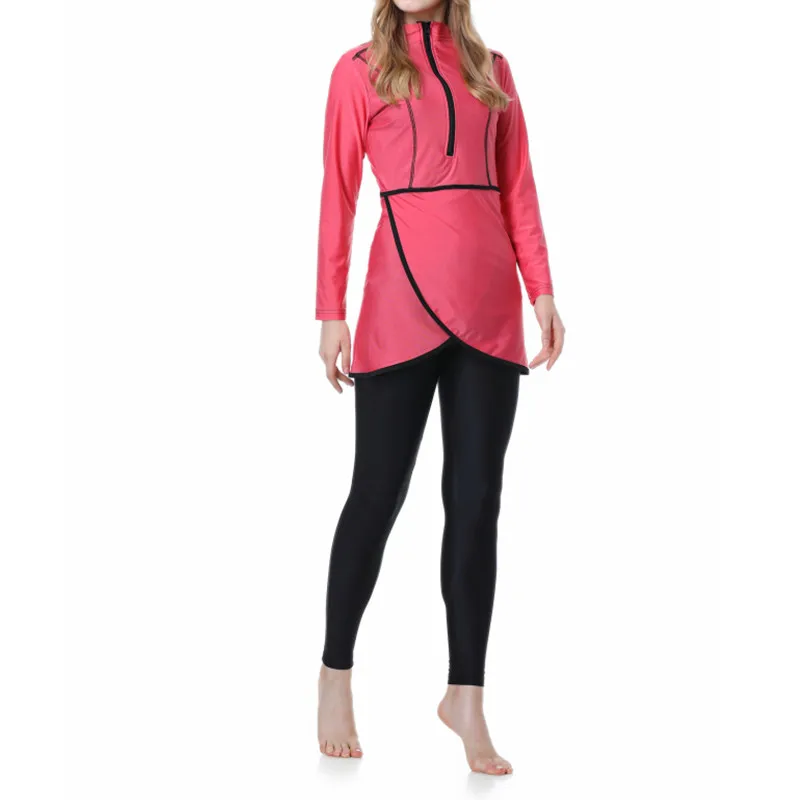 

Muslim Swimwear Women Modest Patchwork Hijab Long Sleeves Sport Swimsuit 3pcs Islamic Burkinis Wear Bathing Suit 4XL