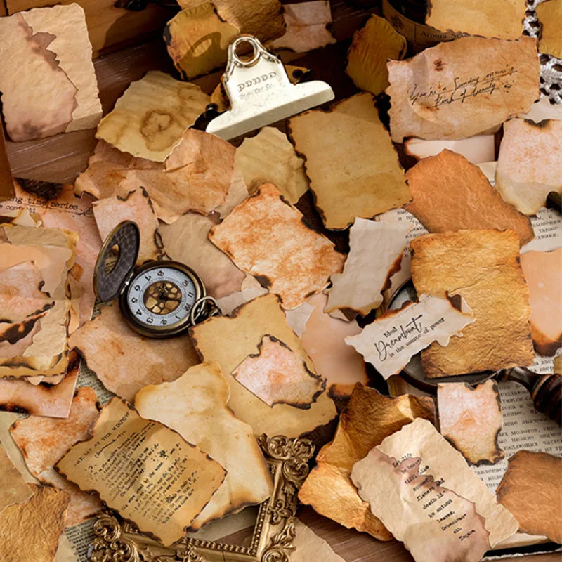 

45 Pcs Vintage Coffee Burn Mark Papers Washi Stickers DIY Material Decoration Stickers Scrapbooking Stationery Journal Sticker