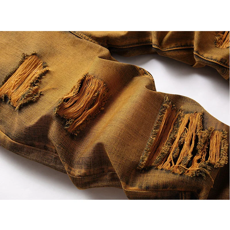 New Spring And Fall Fashion Men's Clothing Cool Colors Ripped Straight Through Quality Pants Casual Party PROM Youth Jeans 2022