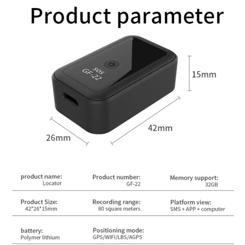 

GF22 GPS-трекер или беспроводная анти-фотосессия автомобильный GPS-локатор анти-вор трекер Автомобильный анти-потеря запись отслеживание авто аксессуары