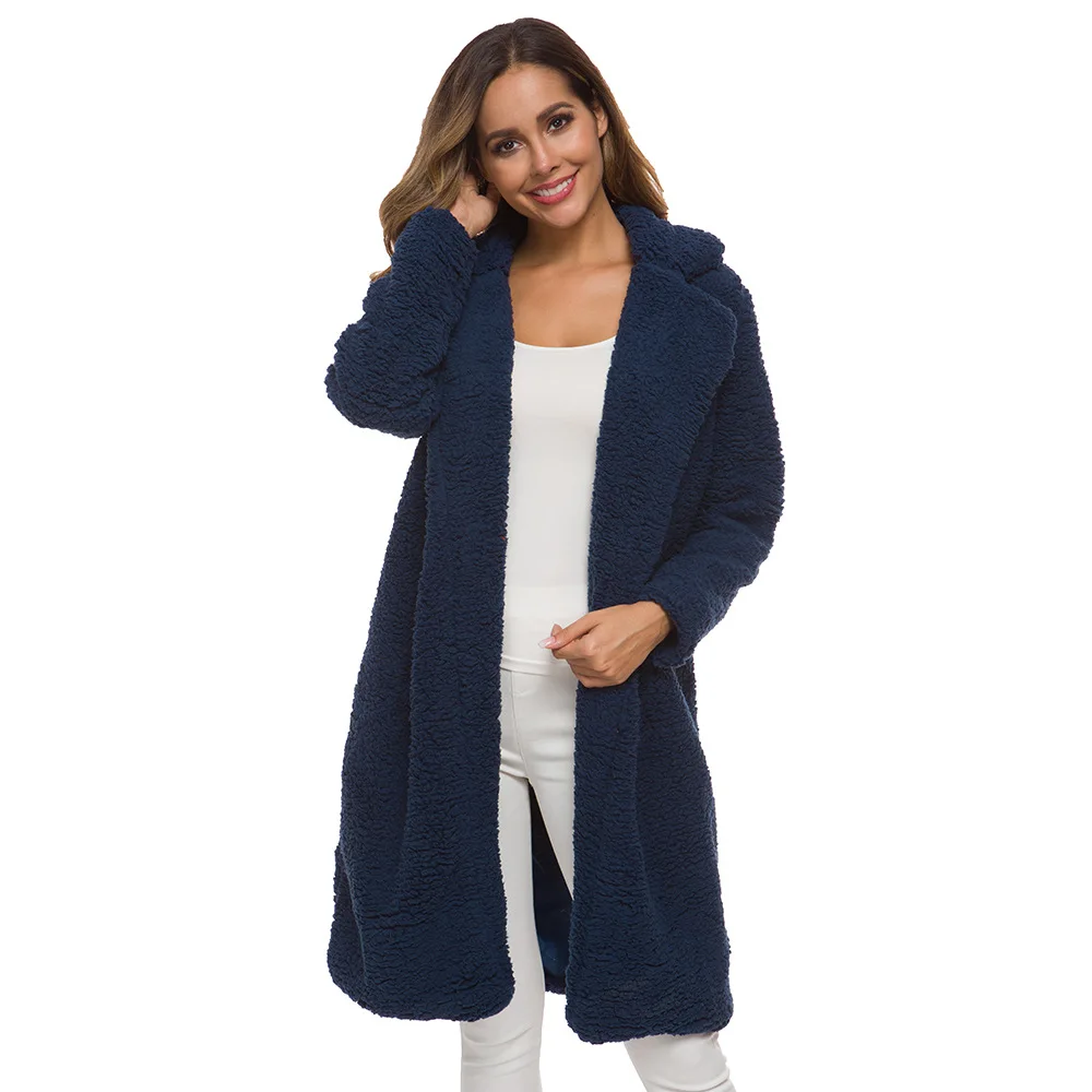 Cotton-padded Jacket Womens Lambswool Autumn and Winter Long Lambswool Coat for Women