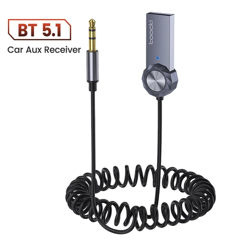 Bluetooth Aux-адаптер TOOCKI с USB на гнездо 3,5 мм, автомобильный Музыкальный Микрофон, Bluetooth 5,1, комплект громкой связи для автомобильного Bluetooth-передатчика