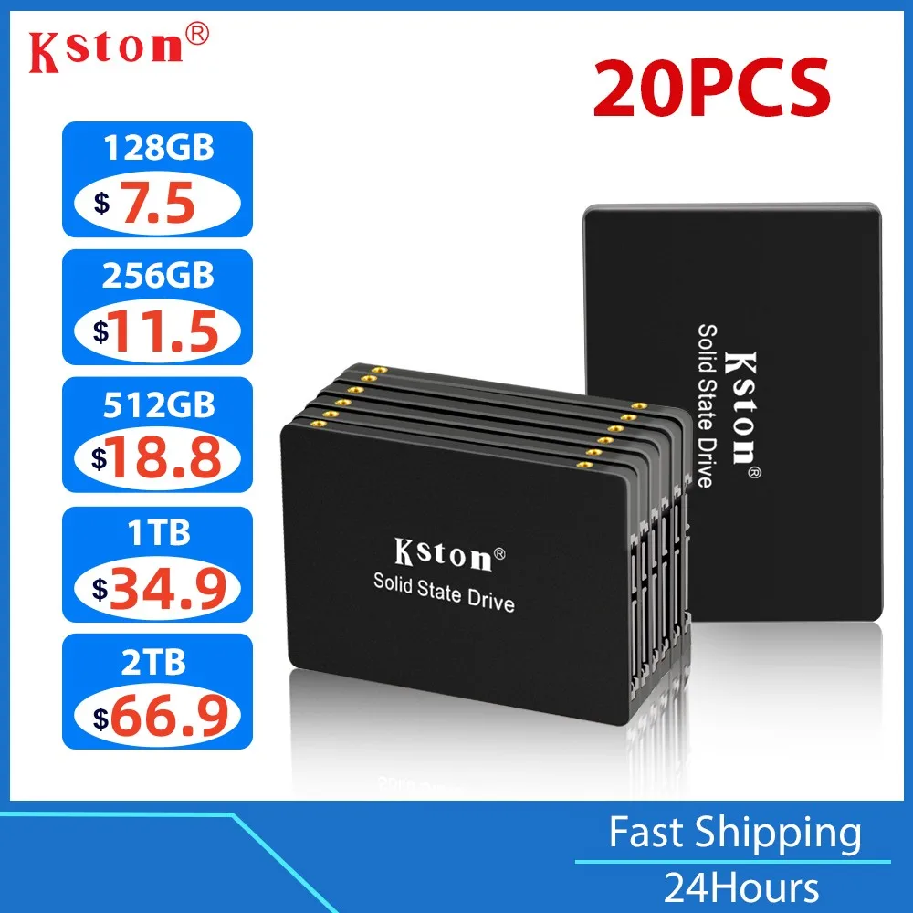 Kston 2/5/10PCS Wholesale Price 2.5 Sata3 SSD Hard Disk 128GB 512GB 256GB 1TB 2TB Solid State Drive For Internal Desktop Laptop