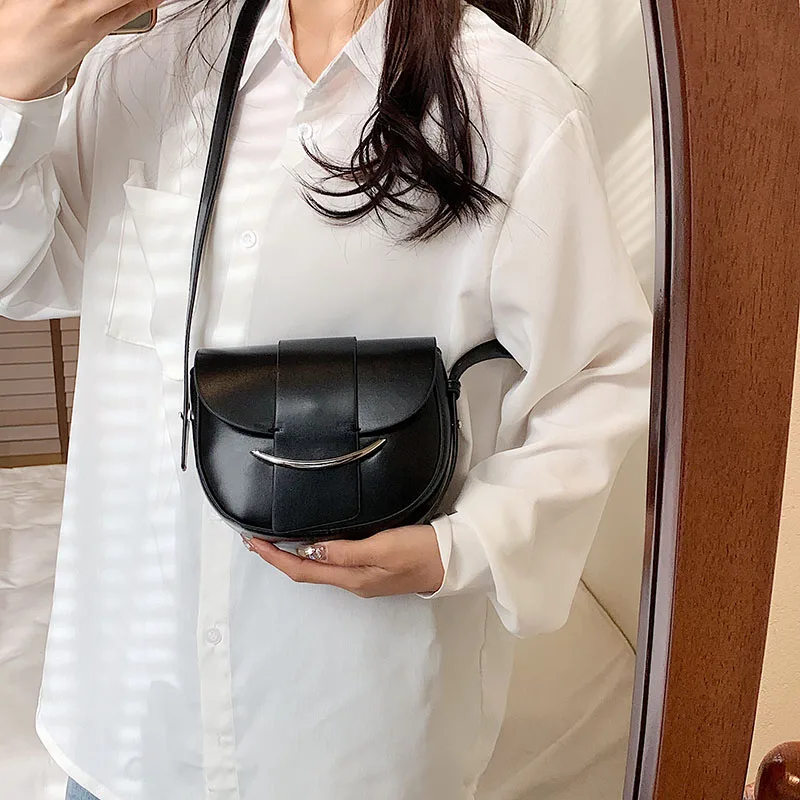 Mini PU Leather Saddle Crossbody Bag 2023 Fashion Luxury Brand Women Designer Spring One-shoulder Bag Side Handbags and Purses