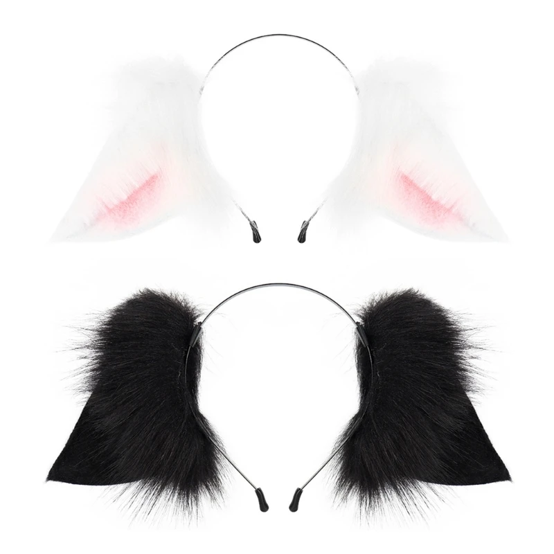 

Cats Foxes Faux Furs Ears Headband Halloween Fancy Dress Cosplay Costume Handmade Animal Furry Ears Hair Hoop Women