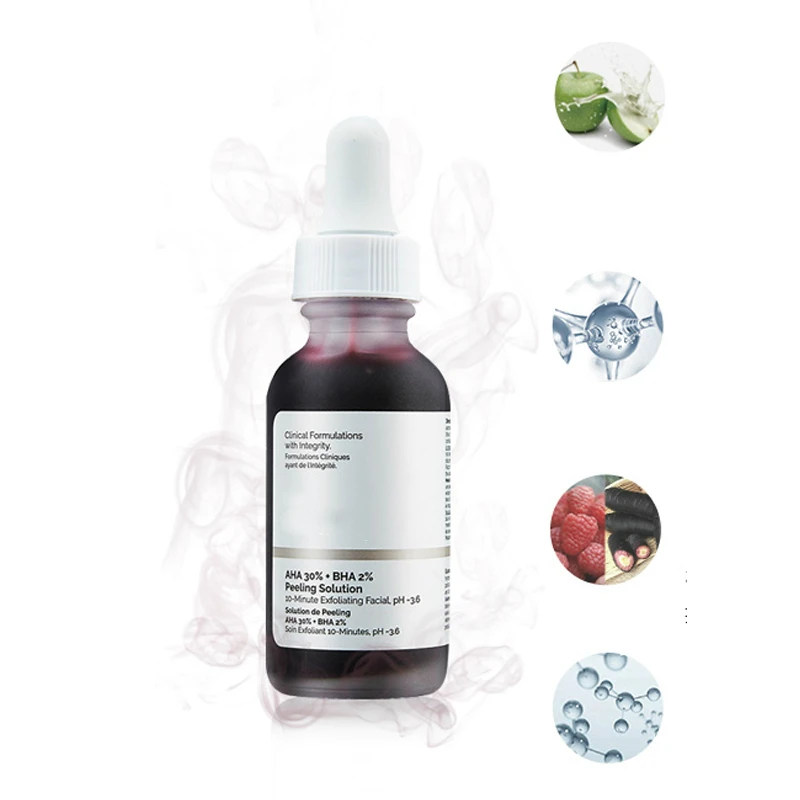 

AHA 30% + BHA 2% Peeling Serum Mask Hyaluronic acid 10Min Exfoliating Brighten Blemishes Remove Acne Scars Whitening