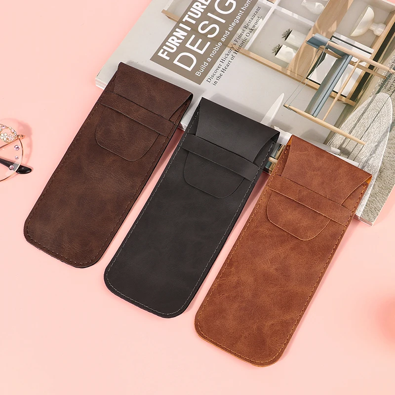 

PU Leather Pencil Bag Fountain Pen Case Holder Vintage Retro Style Accessories For Travel And School Glasses Organizer