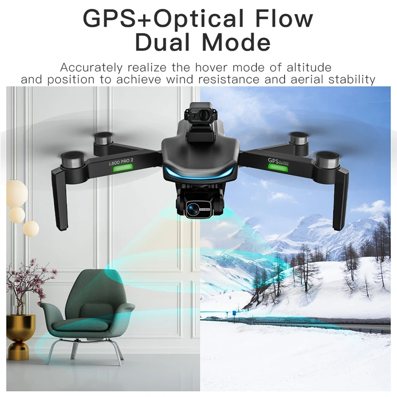 Квадрокоптер L800 Pro 2 4K Профессиональный FPV с камерой и 3-осевым шарнирным замком |
