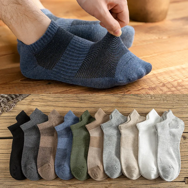 5 Pairs Socks Men's Short Socks Summer Thin Cotton Socks Breathable  absorb sweat man's low shallow sweat-absorbing cotton socks