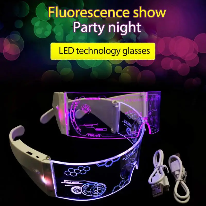 

Men Women Glasses Music Party Glasses USB Rechargeable Festival Futuristic Technology Glasses Luminous Glasses Party Supplies