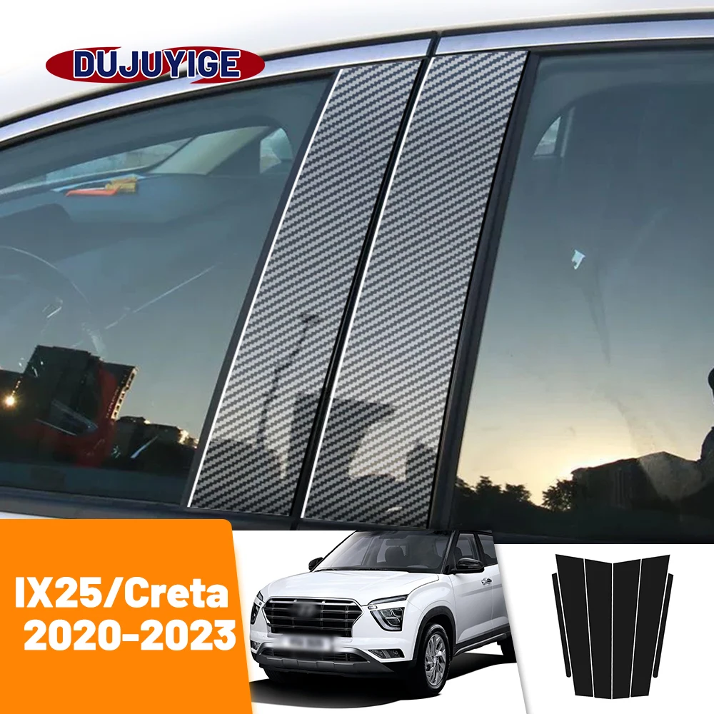 Dla Hyundai IX25 Creta 2020-2023 2021 2022 Okno z włókna węglowego Kolumna drzwi Oferta Słupek słupka B C Naklejka wykończeniowa