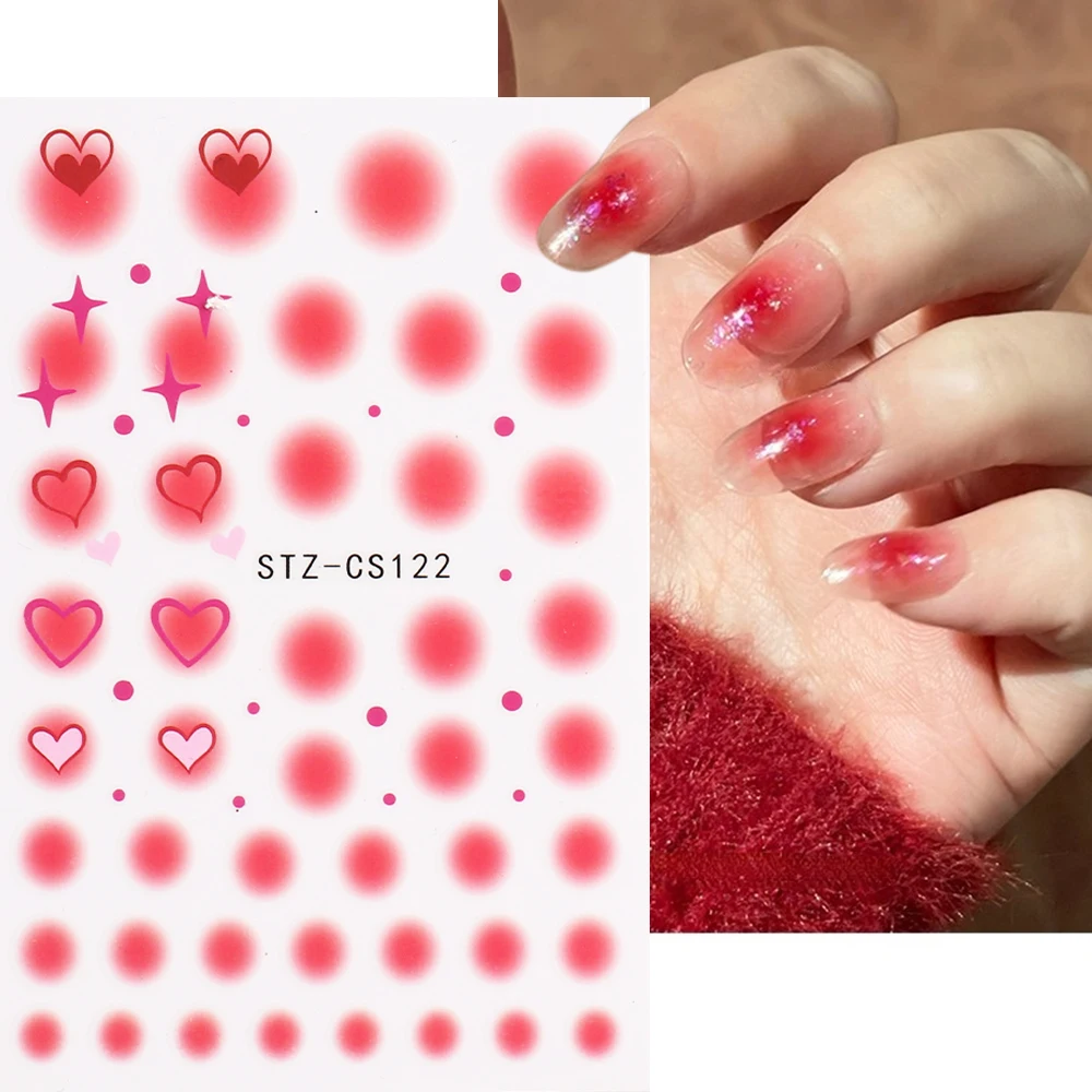 

Gradient Nail Sticker 3D Red Love Heart Sliders Ombre Nail Japanese Style Translucent Design Gel Polish Wraps Decal LEBSTZ-CS122