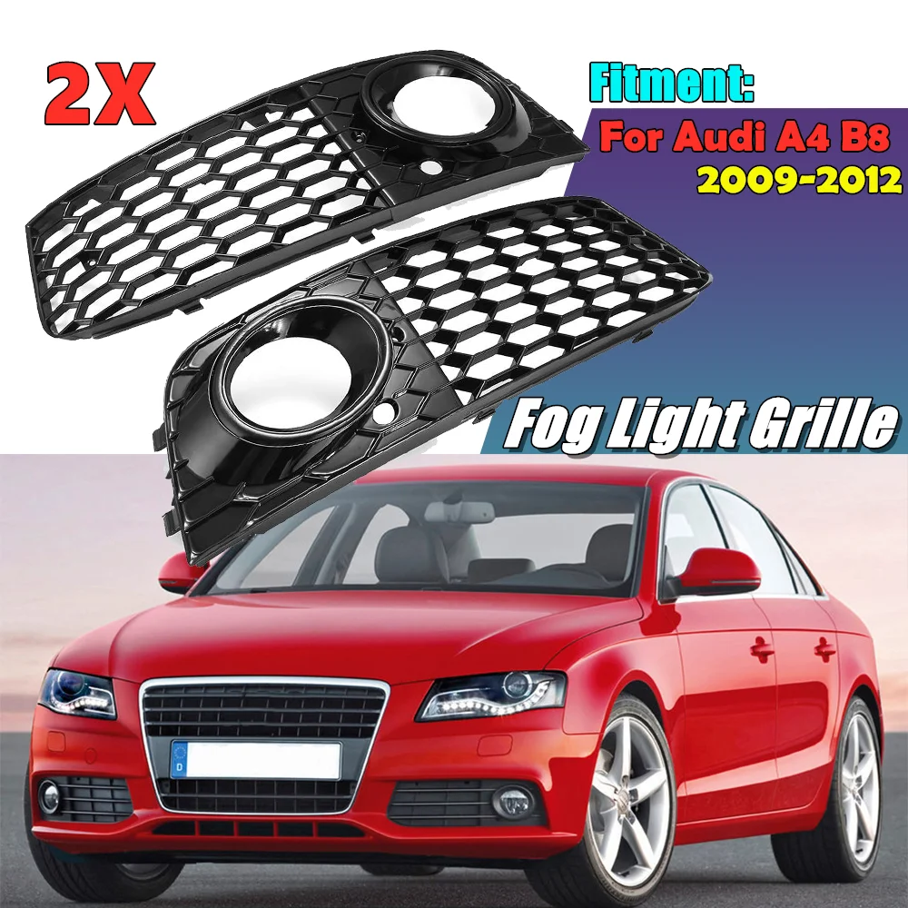 

A Pair Left Right Car Front Fog Light Lamp Cover Honeycomb Grille Front Grill For Audi A4 B8 2008-2012 8KD807682 8KD807681