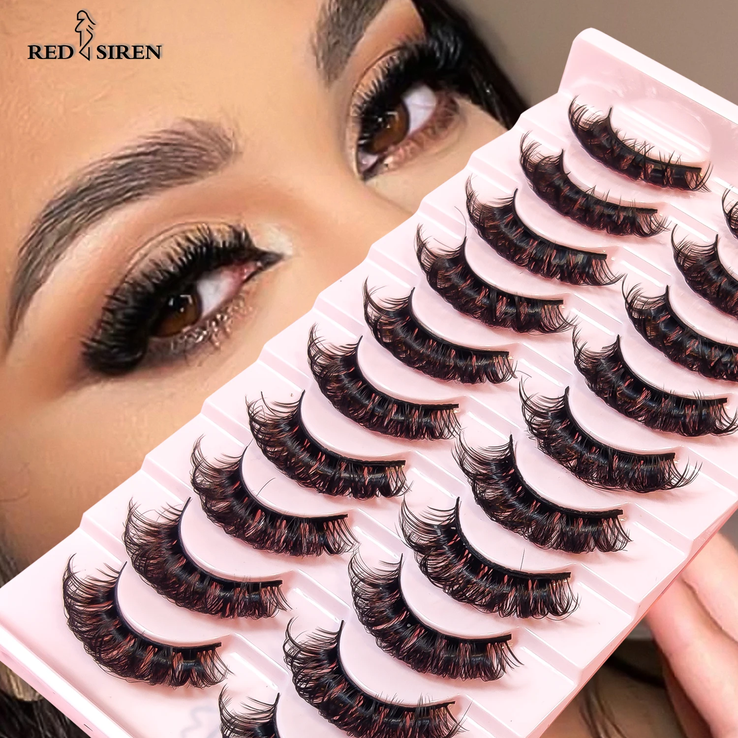 

Ресницы в русском стиле с красной сиреной, бесплатная доставка, 10 пар, D изгиб, плотные пушистые накладные ресницы, драматические ресницы из ...