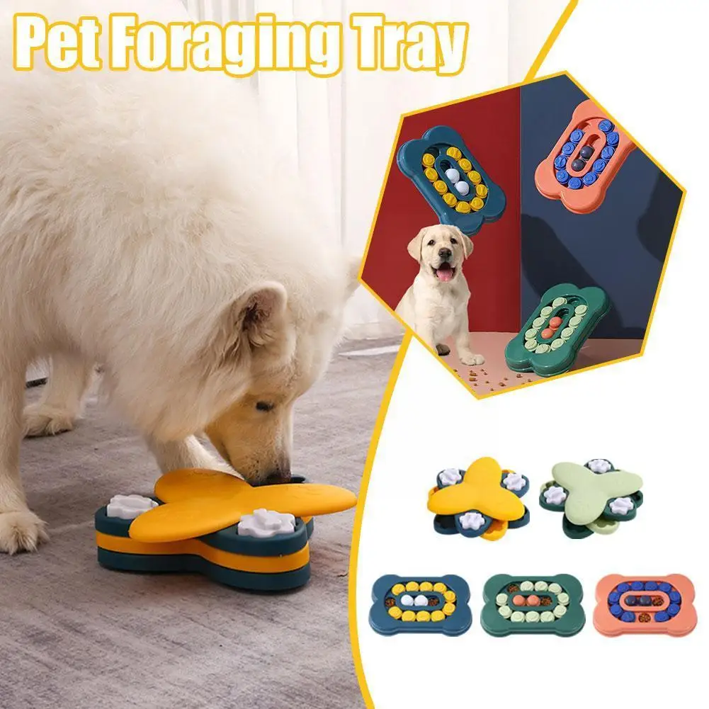 

Dog Puzzle Toys Turntable Slow Feeder Educational Toy Eating Cat Dogs Interactive Bone Game Food Bowl Training Pet Slowly B D7J6