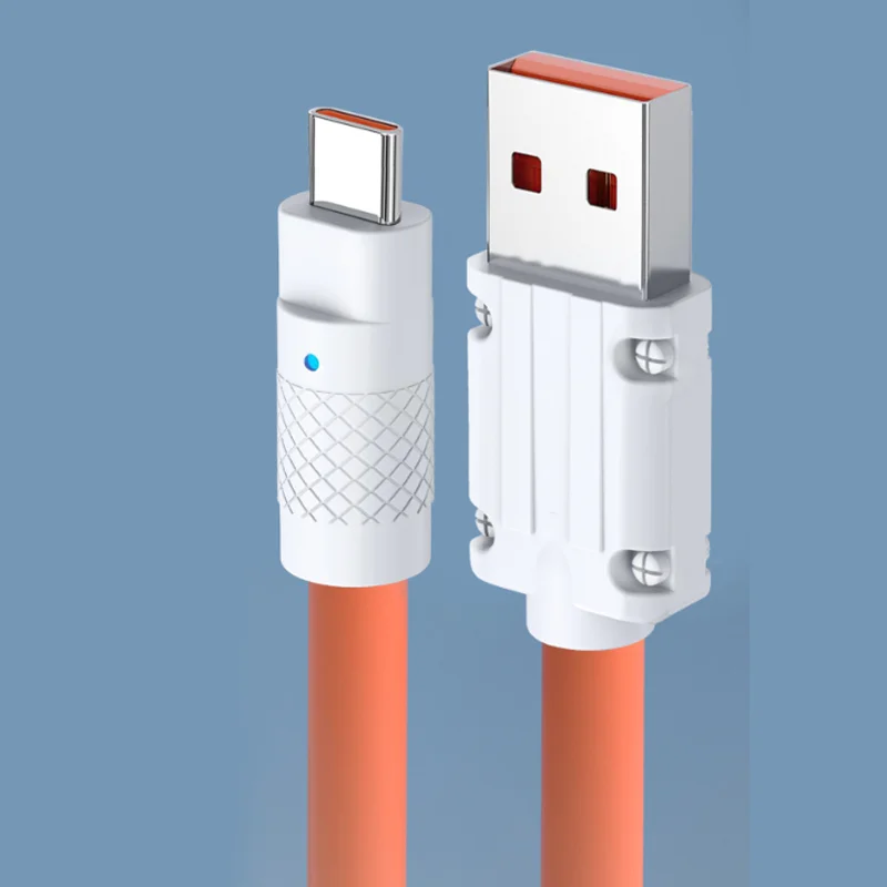 

120W 6A Super Fast Charge Liquid Silicone Cable Type-C Charger Data Cable For Xiaomi Huawei Samsung Zinc USB Bold Data Line 1.5m