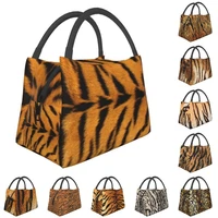 animal skin pattern insulated lunch bags for outdoor picnic tiger cheetah print pattern resuable thermal cooler bento box women
