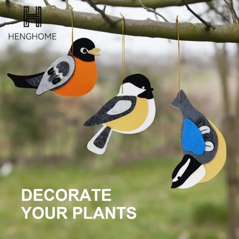 

3pcs/set Hanging Felt Cloth Birds Party Decoration Vivid Sparrow For Kids Birthday Party home Garden Hanging Oranment Decoration