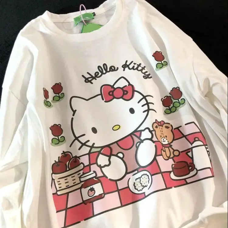 

TAKARA TOMY Hello Kitty Lovely Campus Style Spring and Autumn Thin Sweater Women Loose and Versatile Clothes