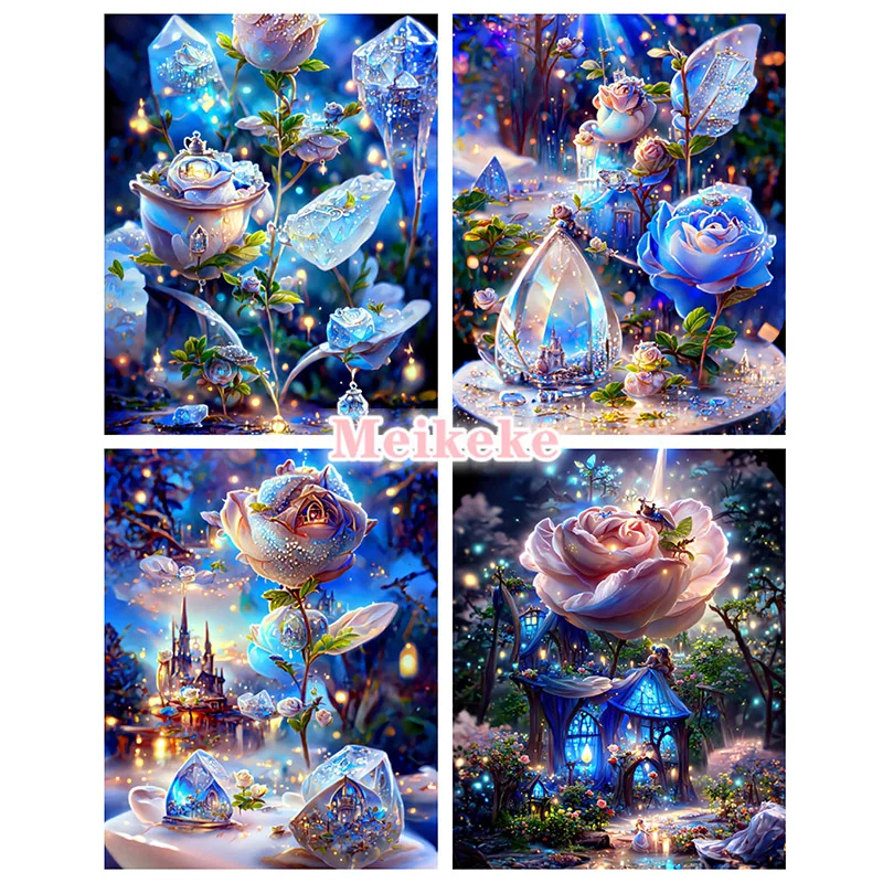 

Новое поступление, DIY 5D алмазная живопись, ледяной кристалл, синяя Роза, алмазная вышивка, цветок, вышивка крестиком, стразы, мозаика, домашний декор
