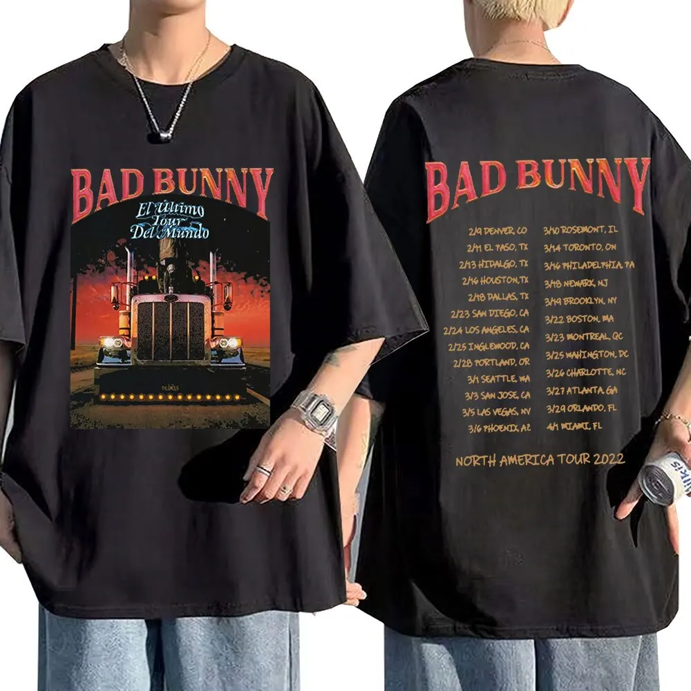 

Bad Bunny T-shirt El Ulitimo Tour Del Mundo Tour North American Double-sided Print Tshirt Summer Hip Hop Oversized Streetwear