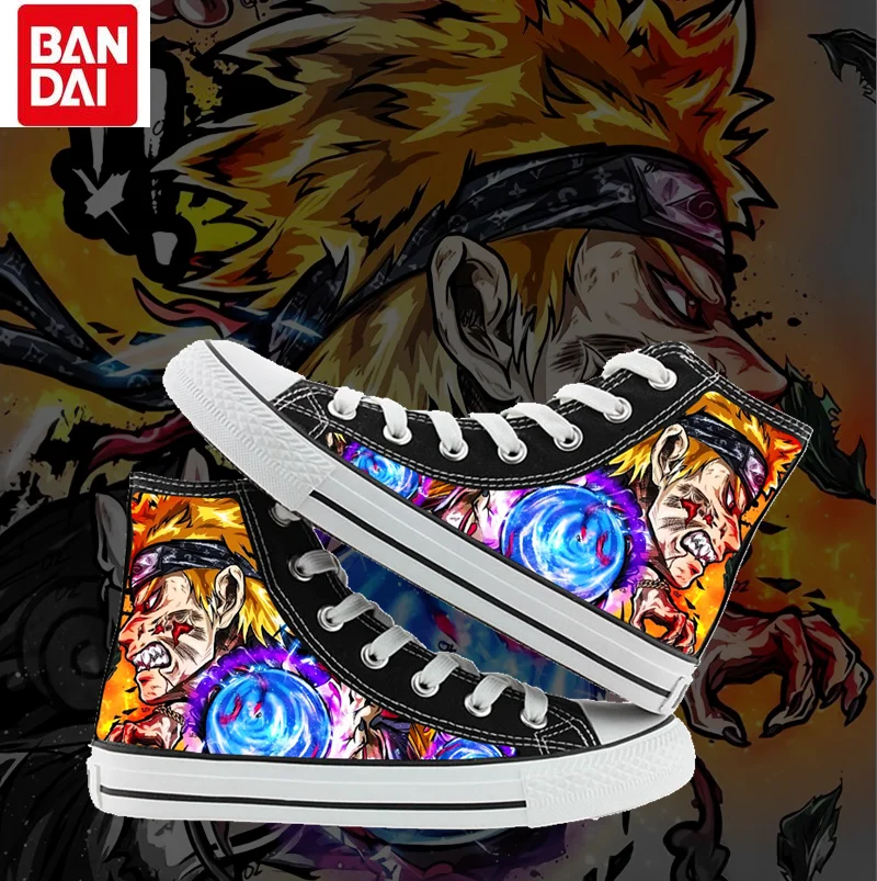 

Bandai 2022 Anime Naruto Uchiha Sasuke New Style Men's and Women's High-top Soft-soled Canvas Shoes Student Sports Flat Shoes