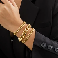 purui high quality punk simple metal curb cuban link chain bracelets for womenmen thick chain bracelet 2022 fashion jewelry set