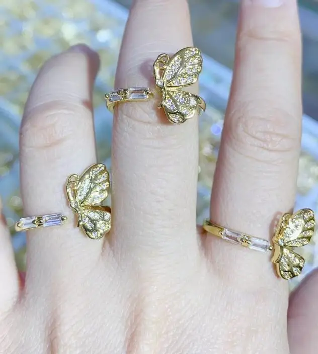 

1 шт. эмалевые кольца в форме бабочки циркониевые ювелирные изделия кольцо многослойные металлические кольца аксессуары ювелирные изделия ...