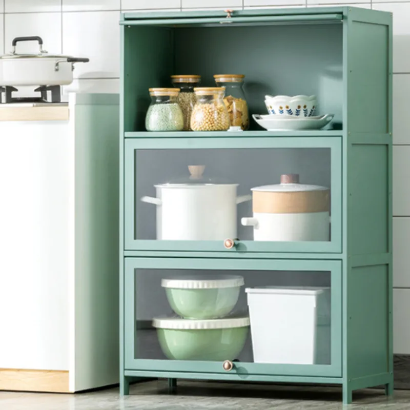 

Household Kitchen Storage Shelf Multi-layer Partition Storage Cabinets Transparent Flap Kitchen Furniture Moisture-proof Shelves