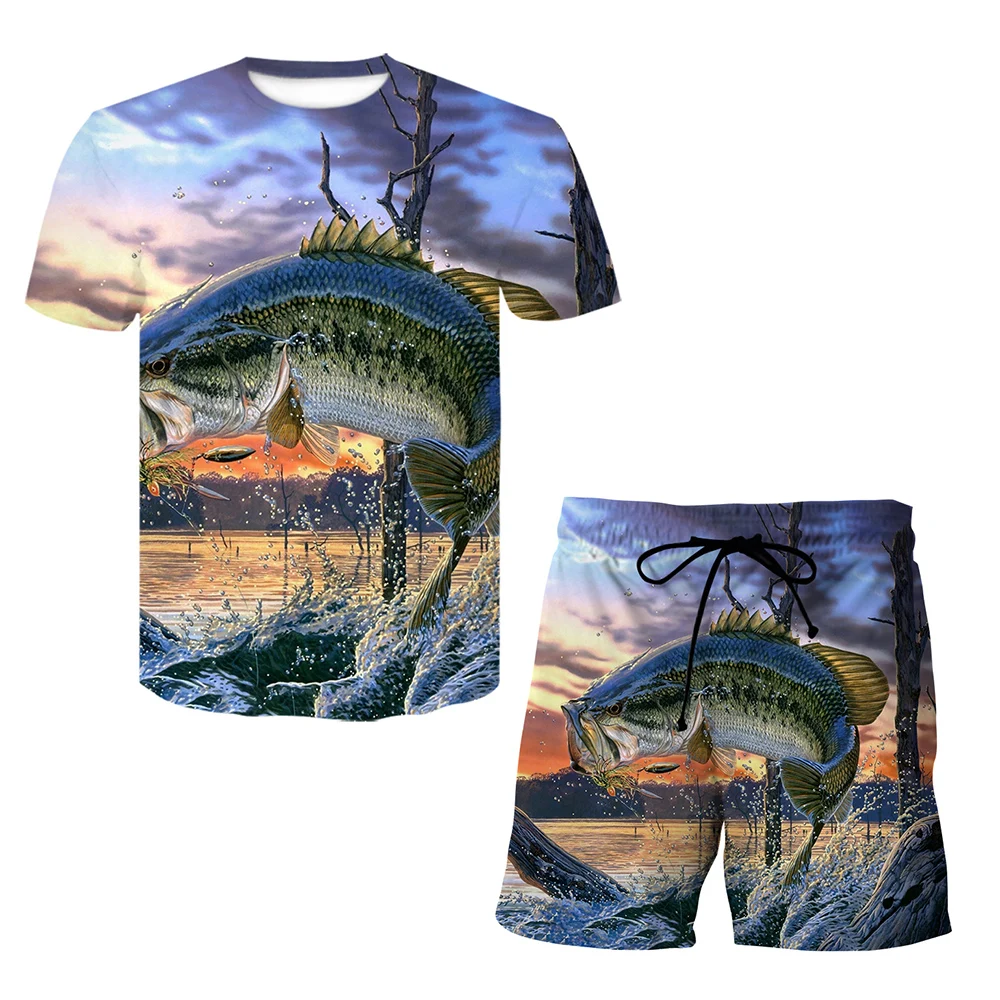 Cool The Animal 3D Printed T-Shirt/Suit Summer Short Sleeved O-Neck Men's  2 Pcs Set Casual Couple Sportswear Oversized