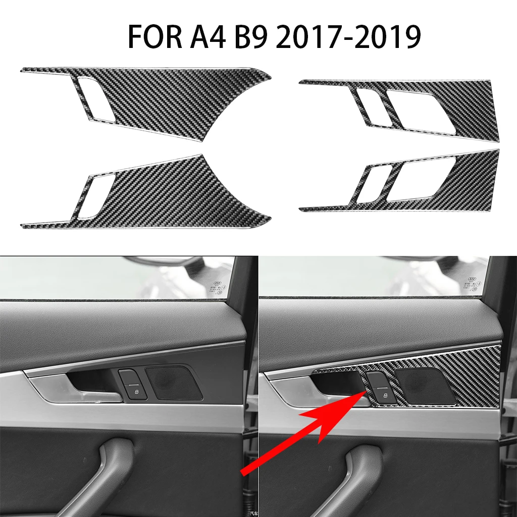 

Carbon fiber car interior, interior sliding door panel frame decoration, Suitable For Audi A4 B9 (2017-2021) car stickers,