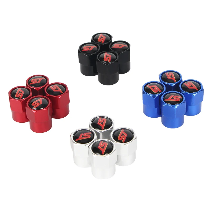 

New 4PCS Auto Wheel Tire Valve Stem Caps Cover For Ford ST FOCUS 2 3 Mondeo Fiesta Kuga MK2 MK3 MK4 Car accessories