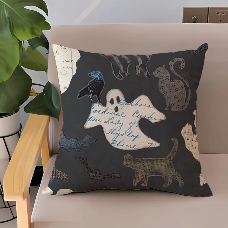 

Наволочка Happy подушки для Хэллоуина для гостиной, двухсторонние наволочки с принтом для кровати, 50x50 современных диванов, наволочки