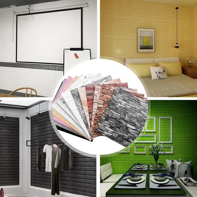 

Wall Decor Mini 3D Wall Stickers Self Adhesive Foam Tile Brick Noridc DIY Backdrop Waterproof Wallpaper for Bedroom Living Room