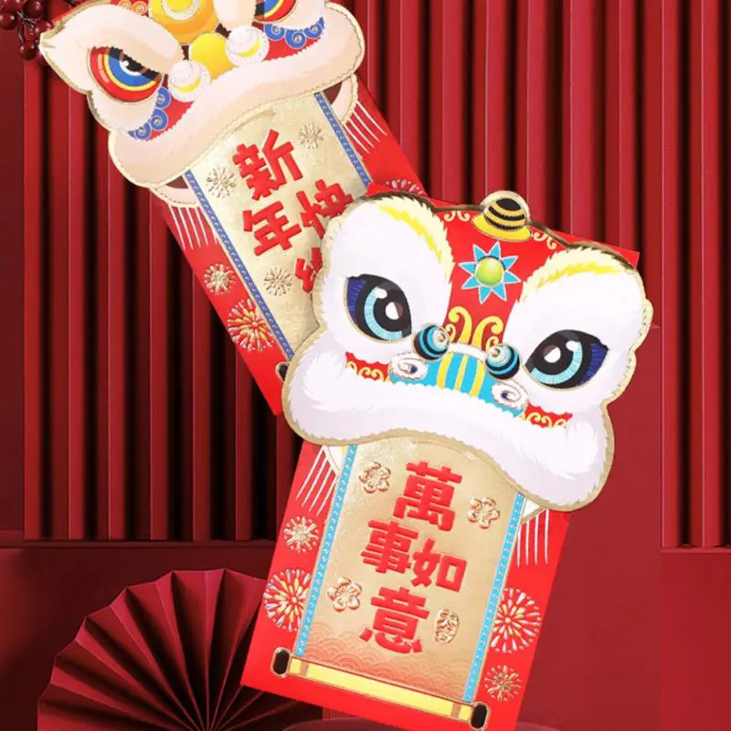 

6PCS New Year Red Pocket Cartoon Tiger Pattern Creative Red Bag Bronzing Printing Effect Money Envelope Decor 2022 Dropshipping