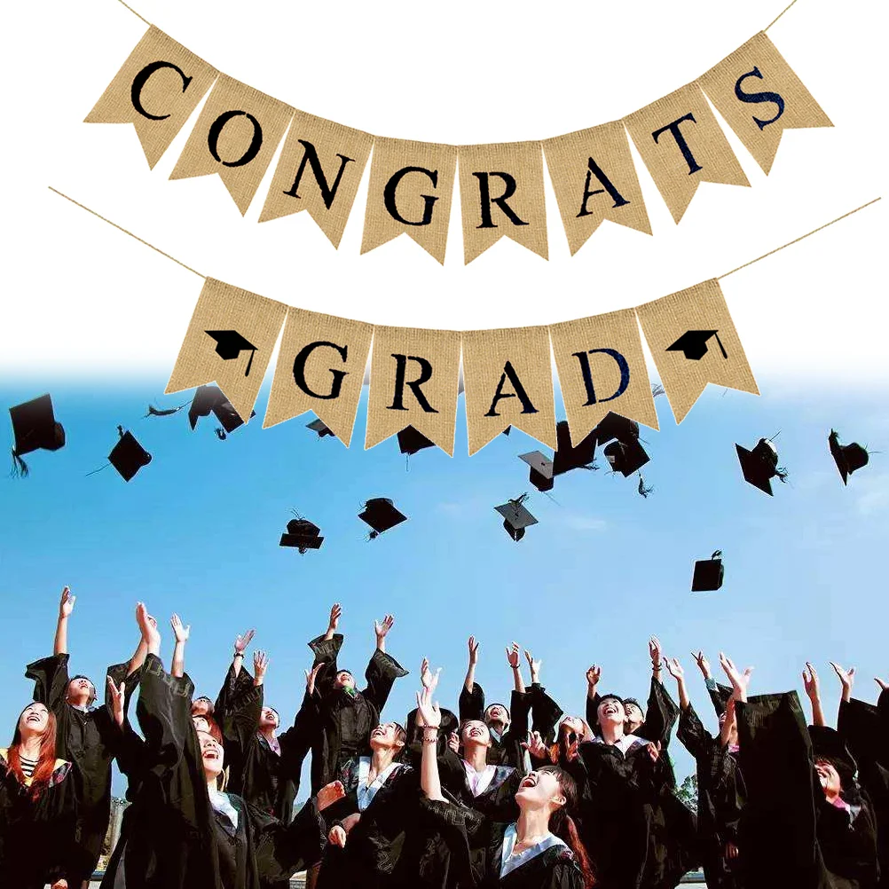 

2019 Выпускной украшения для баннеров тюрбан баннер льняная подвесная гирлянда набор (поздравления градиент, тюрбан Swallowtail